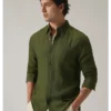 Olive Pure Linen Slim Shirt