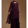 Royal Wine Embellished Sharara Set