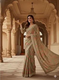 Emerald Grace Paisley Saree