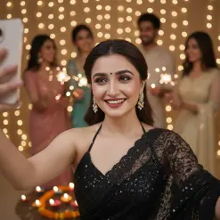 Midnight Bloom Net Saree