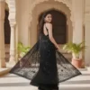 Midnight Bloom Net Saree