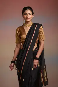 Royal Noir Chanderi Saree