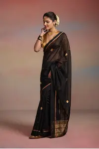 Royal Noir Chanderi Saree