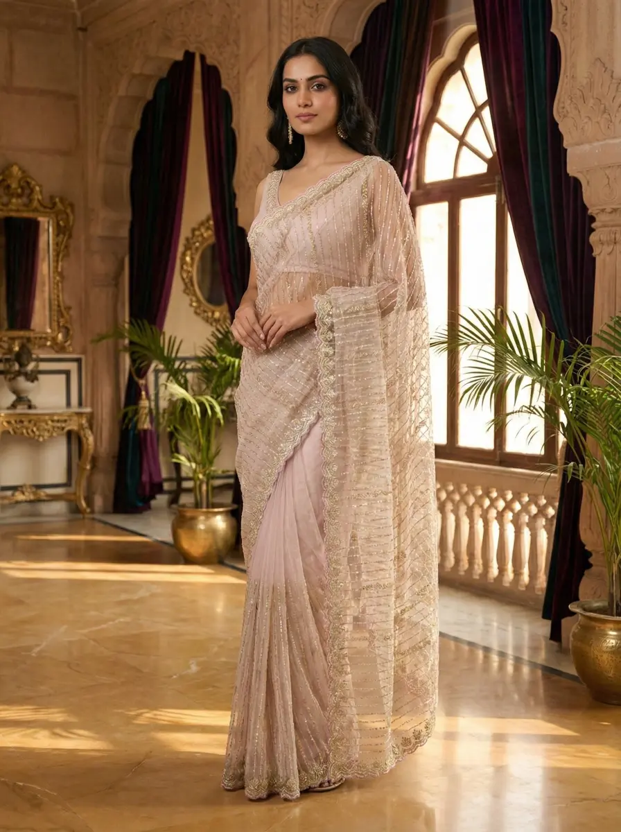 Lilac Heirloom Embroidered Saree
