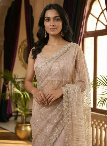 Lilac Heirloom Embroidered Saree